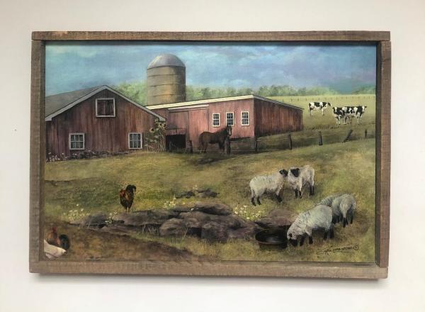 Lath Frame / Barn with Farm Animals