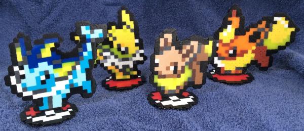 Pokemon Eeveelutions Perler Bead Standing Figures / Eevee Flareon Vaporeon Jolteon picture