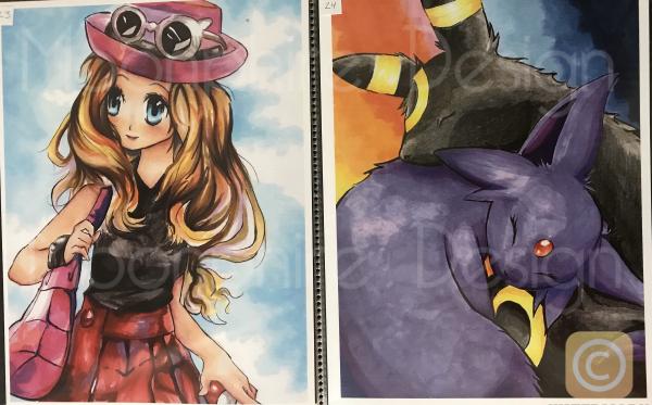 Pokemon Serena Umbreon and Espeon Print Set
