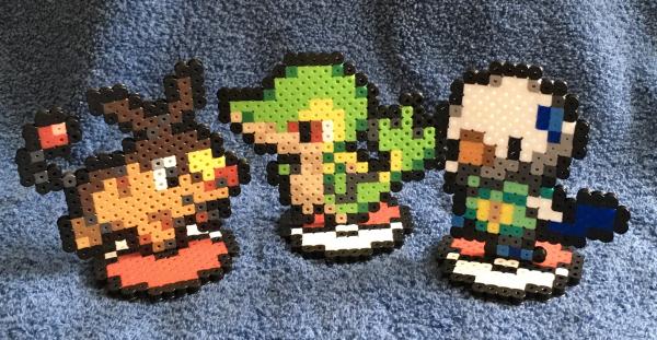 Pokemon Perler Snivy Tepig Oshawatt Figure Gen 5 8 bit Pixel