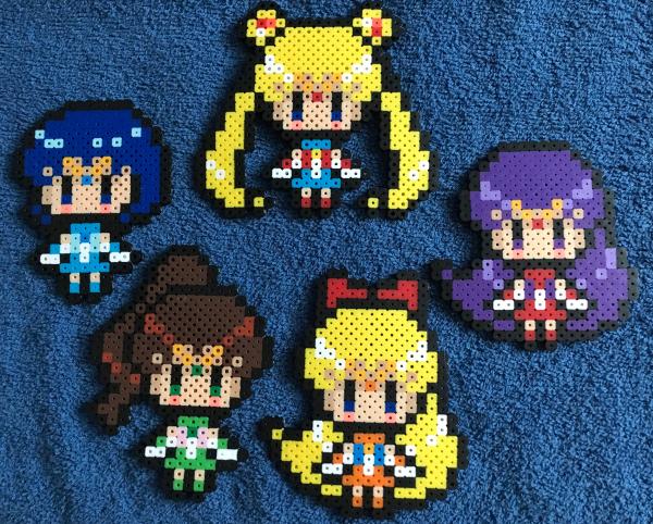 Sailor Moon Perler Figure Hama Bead Figures Mars Mercury Jupiter Venus picture