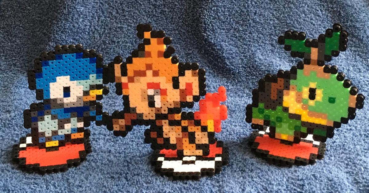 Pokemon Perler Piplup Chimchar Turtwig Figure / Gen 4 Pixel Art picture