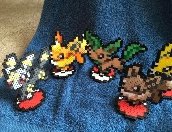 Pokemon Perler Eeveelutions Eevee Jolteon Leafeon Sylveon Flareon Vaporeon Umbreon Glaceon Figure 8 Bit picture