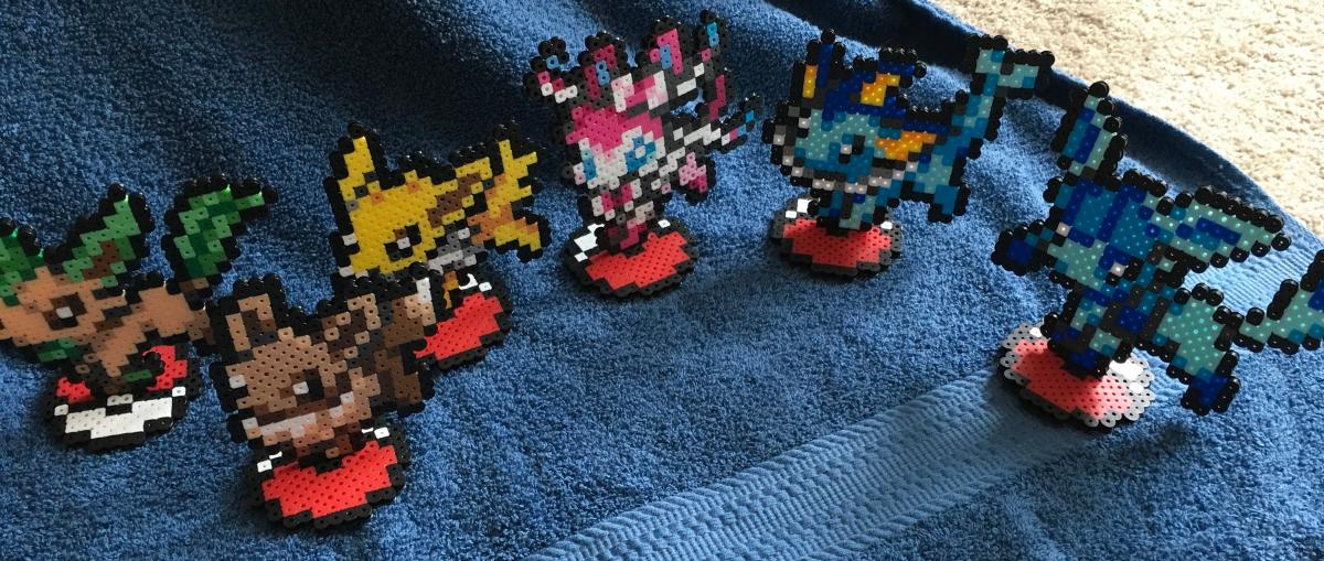 Pokemon Perler Eeveelutions Eevee Jolteon Leafeon Sylveon Flareon Vaporeon Umbreon Glaceon Figure 8 Bit picture