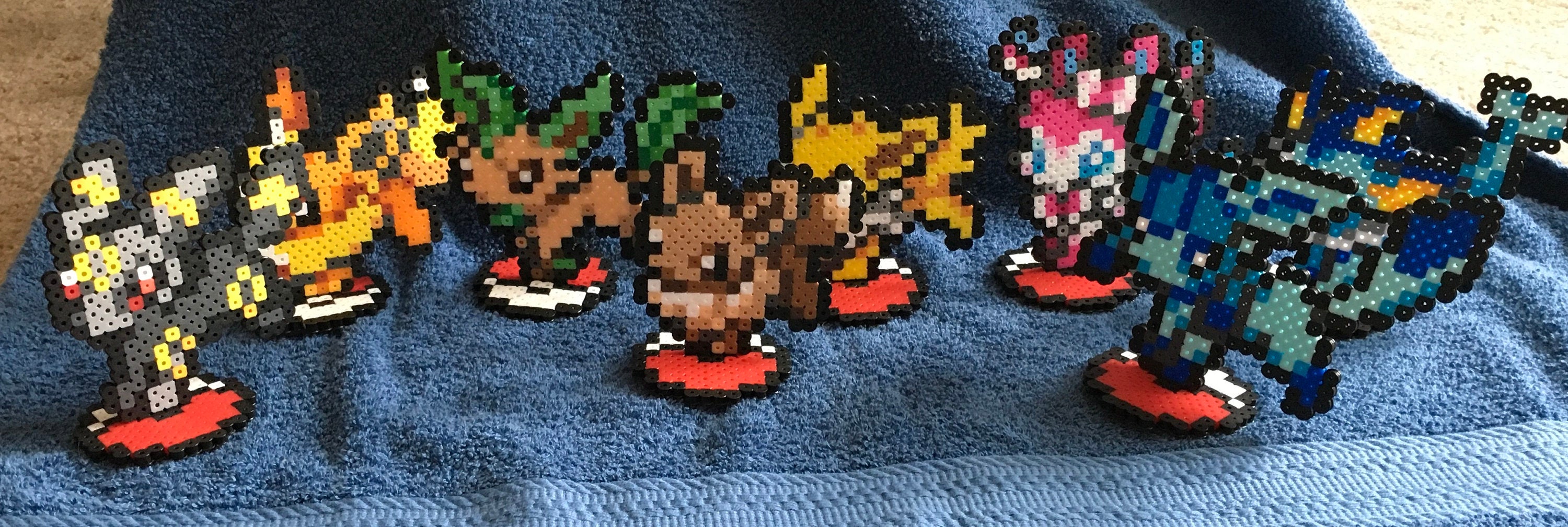 Pokemon Perler Eeveelutions Eevee Jolteon Leafeon Sylveon Flareon Vaporeon Umbreon Glaceon Figure 8 Bit picture