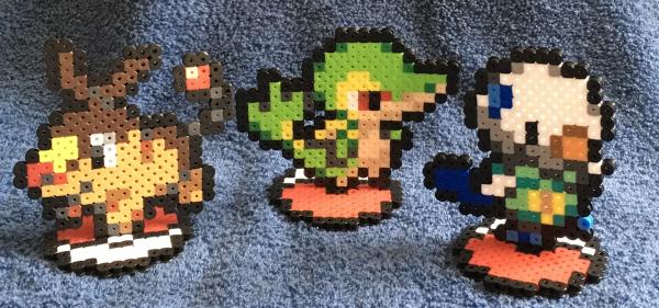 Pokemon Perler Snivy Tepig Oshawatt Figure Gen 5 8 bit Pixel picture