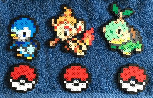 Pokemon Perler Piplup Chimchar Turtwig Figure / Gen 4 Pixel Art picture