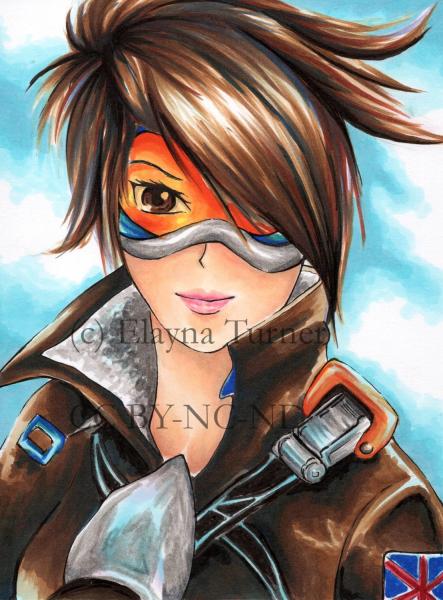 Overwatch Tracer Art Print Copic Marker Drawing Artwork Video game picture