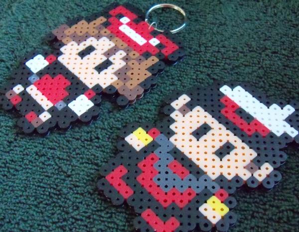 Pokemon Trainer Keychain Perler Brendan and May Ruby and Sapphire Hama Bead picture