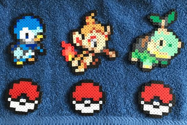 Pokemon Perler Piplup Chimchar Turtwig Figure / Gen 4 Pixel Art picture