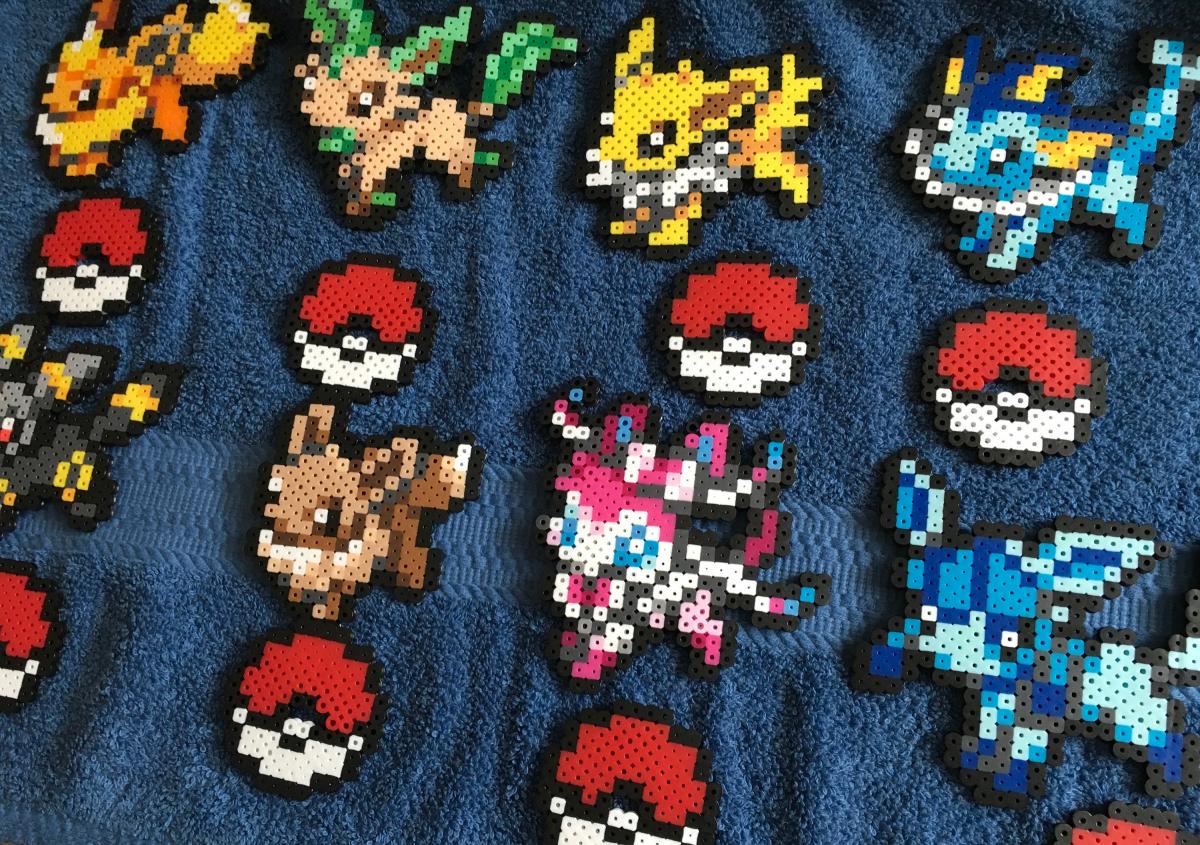 Pokemon Perler Eeveelutions Eevee Jolteon Leafeon Sylveon Flareon Vaporeon Umbreon Glaceon Figure 8 Bit picture