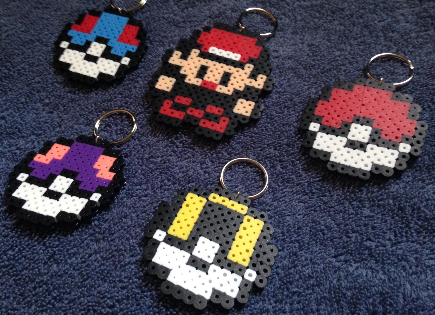 Pokemon Keychain Trainer Red / Ash and Pokeball / Great Ball / Ultra Ball / Master Ball picture