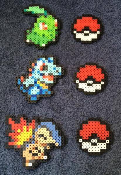 Pokemon Perler Chikorita Totodile Cyndaquil Hama Bead Figure picture