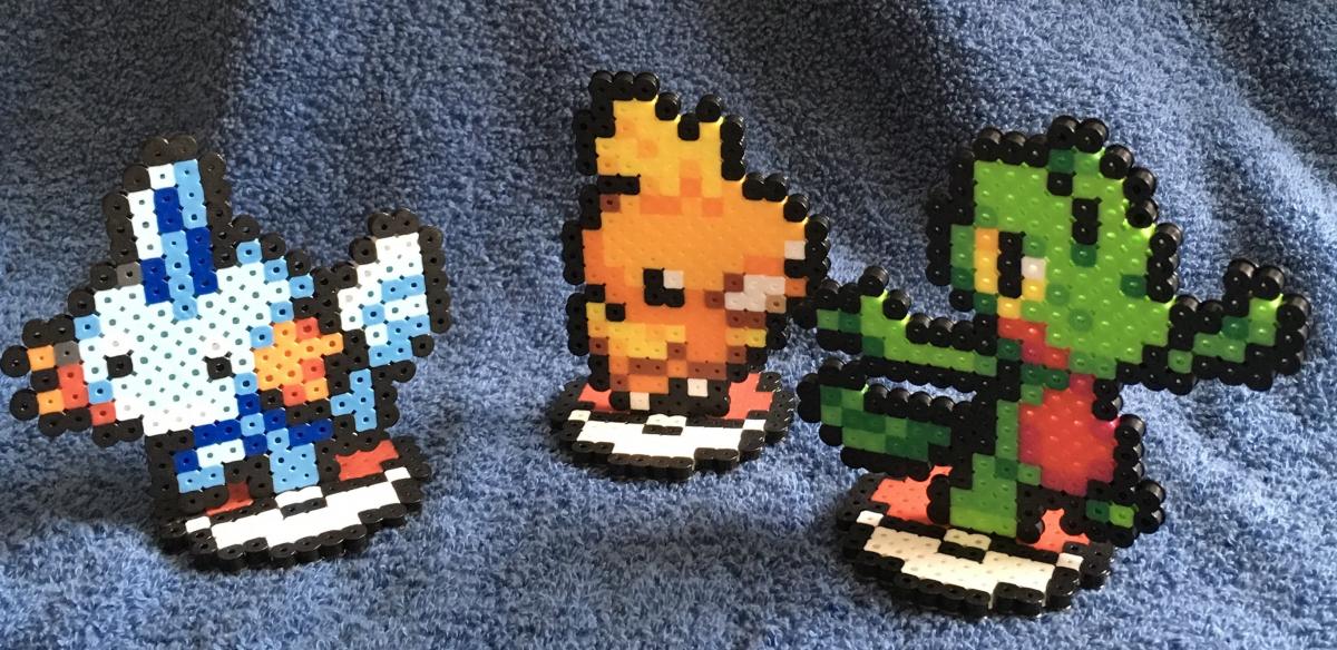 Pokemon Perler Torchic Mudkip Treeko Figure 8 bit Pixel picture