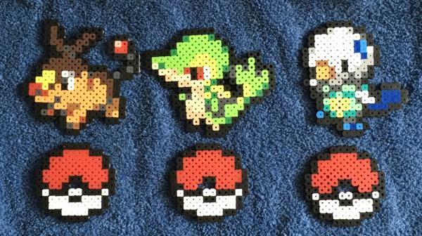 Pokemon Perler Snivy Tepig Oshawatt Figure Gen 5 8 bit Pixel picture