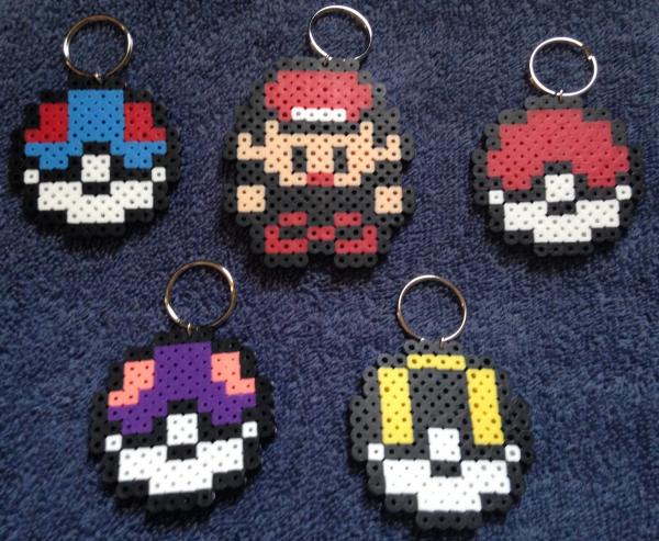 Pokemon Keychain Trainer Red / Ash and Pokeball / Great Ball / Ultra Ball / Master Ball picture