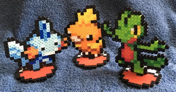 Pokemon Perler Torchic Mudkip Treeko Figure 8 bit Pixel picture