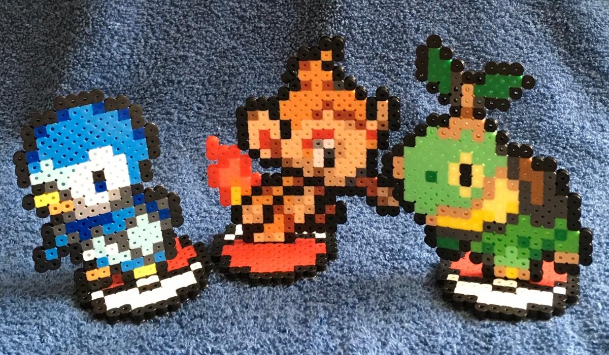 Pokemon Perler Piplup Chimchar Turtwig Figure / Gen 4 Pixel Art picture