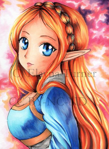 Legend of Zelda Poster Print / Comic Marker Drawing / Breath of the Wild