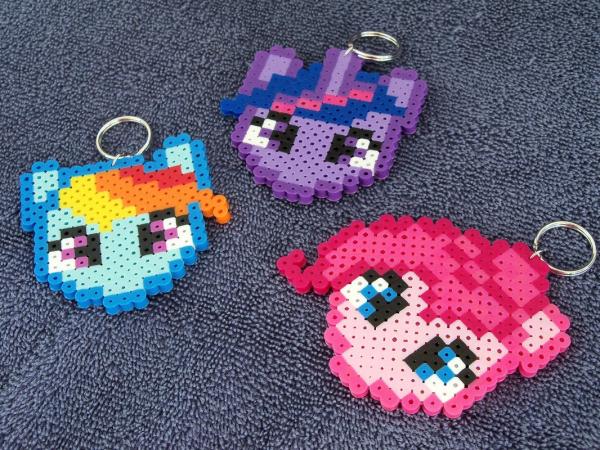 My Little Pony Keychain Keyring Rainbow Dash / Twilight Sparkle / Pinkie Pie / Perler / Hama Bead