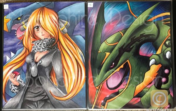 Pokemon Cynthia And Rayquaza Print Set