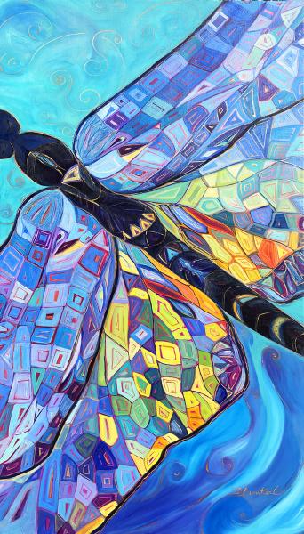 "Damselfly" 24x48" Oil on canvas picture
