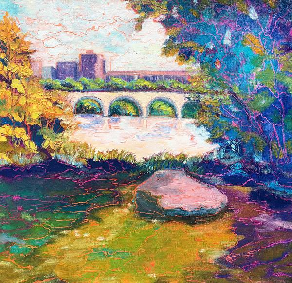 "Stone Arch Bridge" 20x20" Oil on Canvas picture