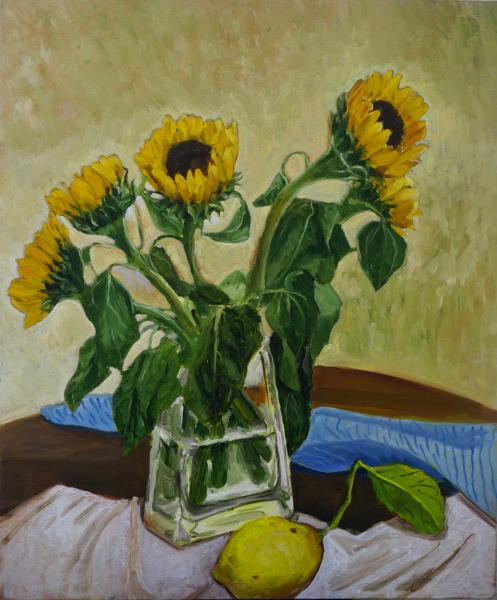 Still life with Sunflowers and Lemon
