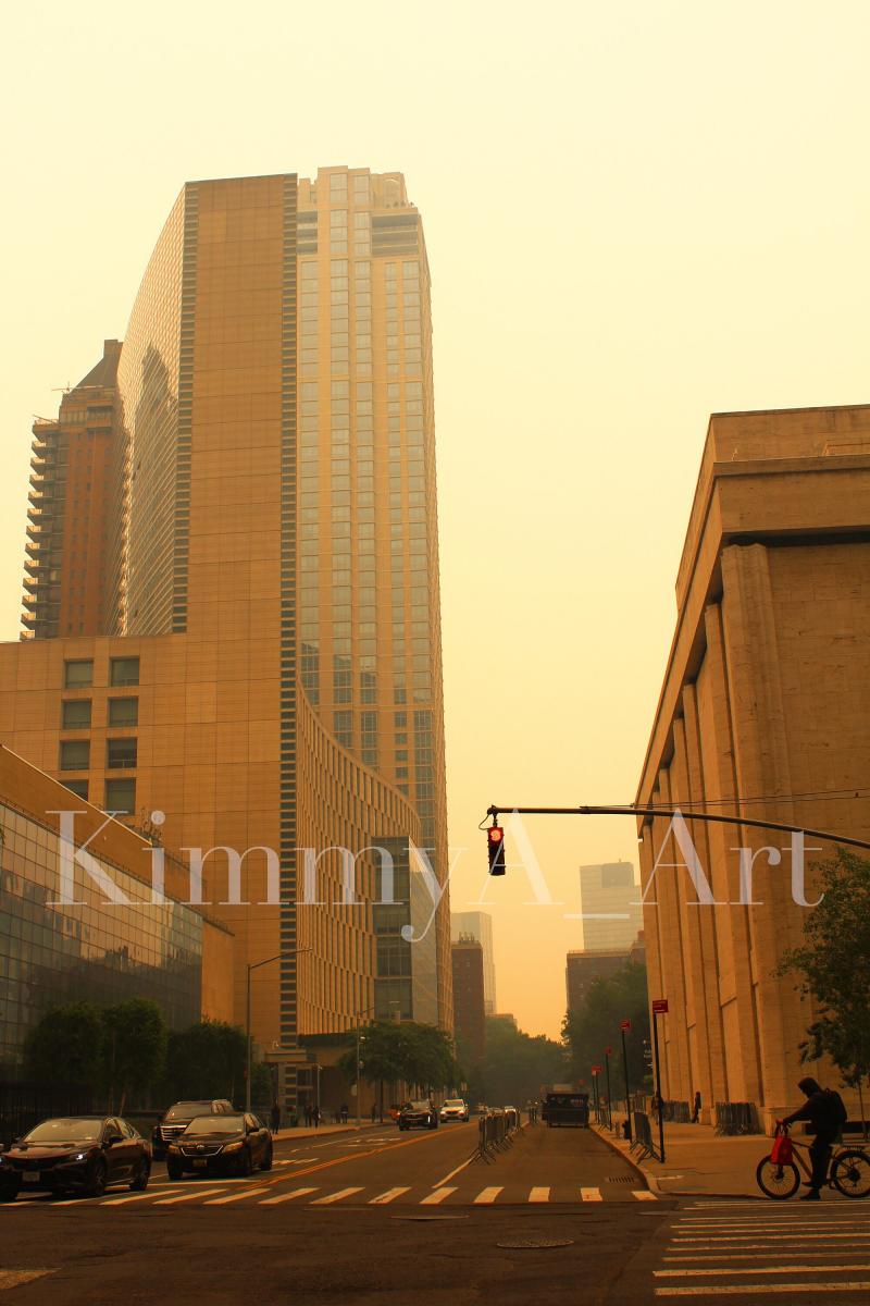 A Smoky Street - Printed and Matted Photo of New York City Covered In Smoke picture
