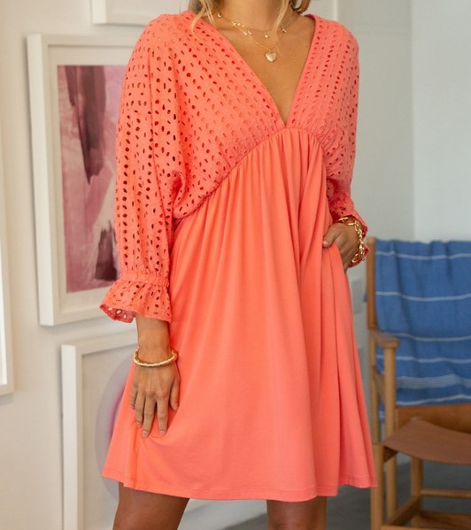 Eyelet contrast dress picture