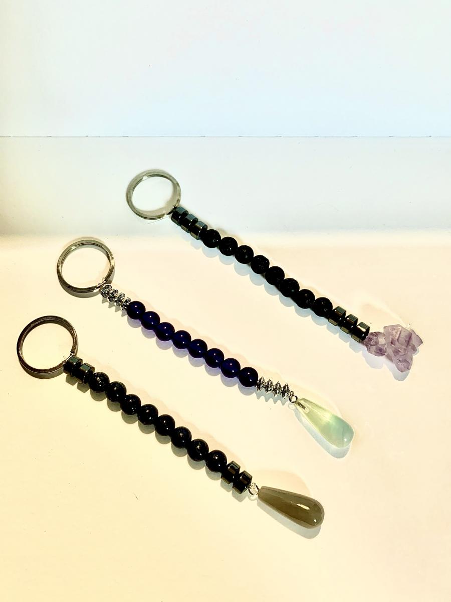 Volcanic Beads with Hematite & amythest picture