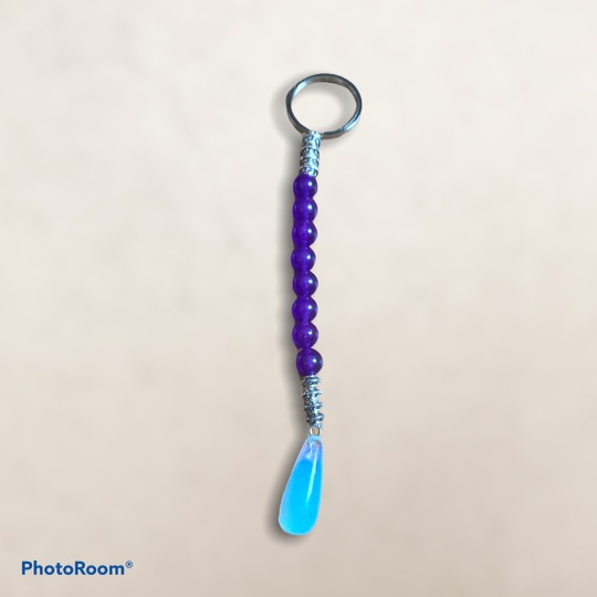 Opal & Amethyst Crystal Beaded Keychain picture