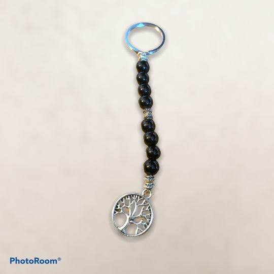 Tree of Life Black Onyx Key Chain