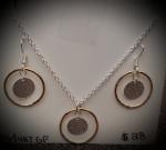 Sterling and Gold Filled Circle Disc Necklace and Earrings Set