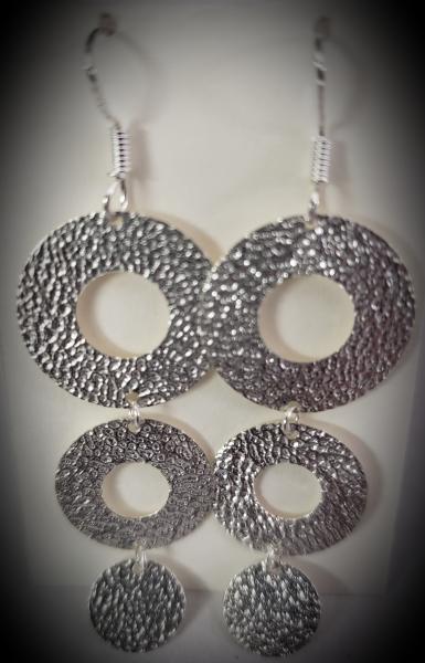 Pebbled Sterling 2 Disc Earrings