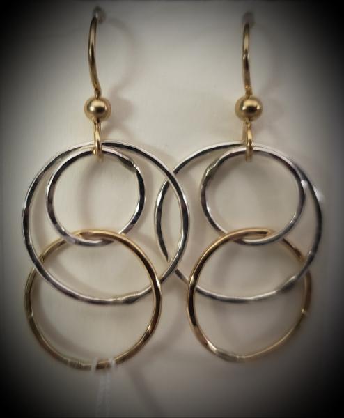 3 Circle Sterling and Gold Filled Earrings