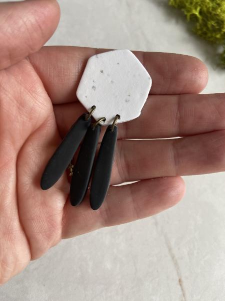 Specked White Hexagon With Long Dangles picture
