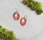 Hand Painted Hummingbird Design on Large Oval Dusty Rose Dangle