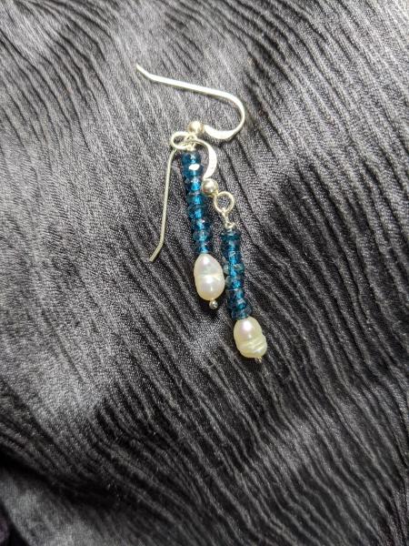 London Topaz and freshwater pearl dangle