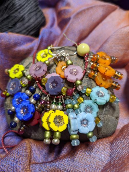 Colorful Floral  Czech Glass Earrings picture