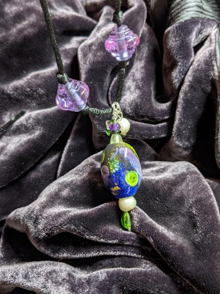 Purple and Green Lampwork necklace picture