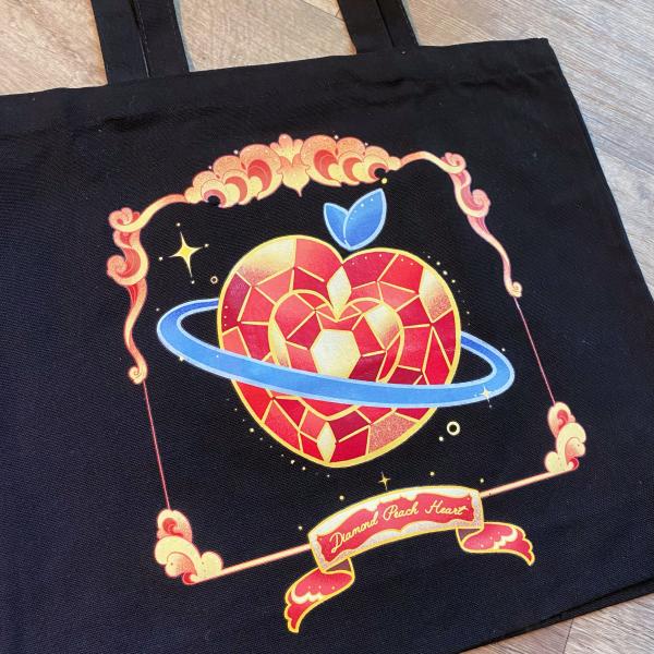 Diamond peach hert tote bag picture