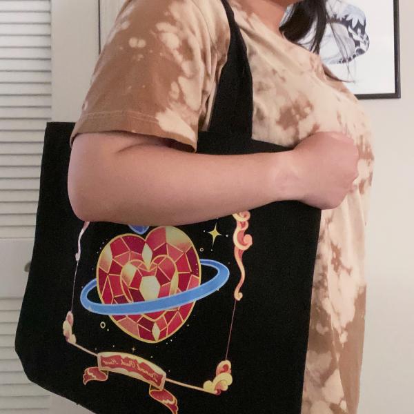 Diamond peach hert tote bag picture