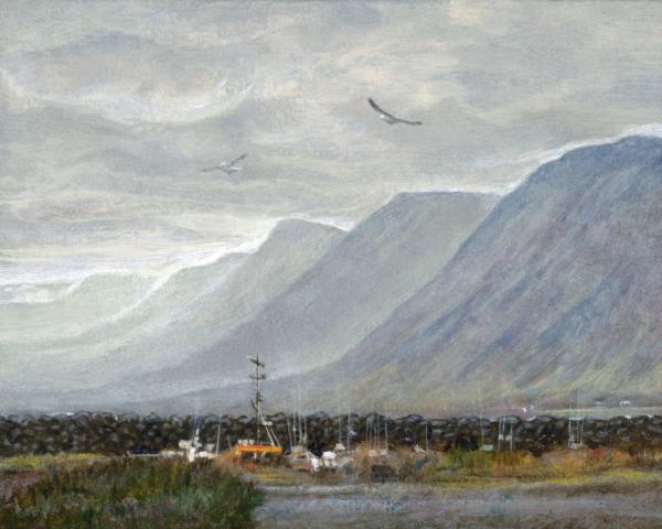 Derelict Boats Against a Stone Wall Near Suðureyri