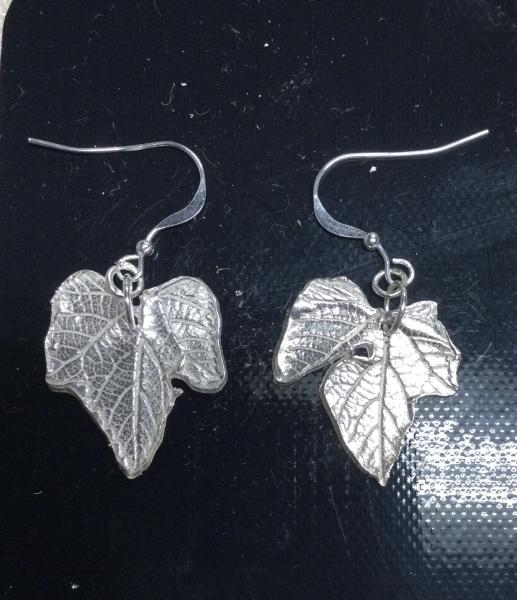 Fine Silver Baby Grape Leaf earrings picture