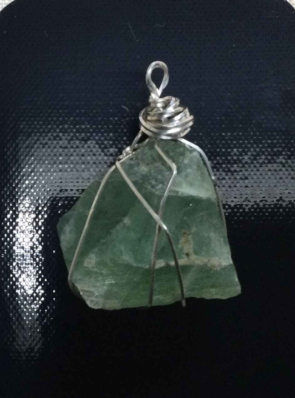 Sterling Silver Wire Wrapped Fluorite Crystal. picture