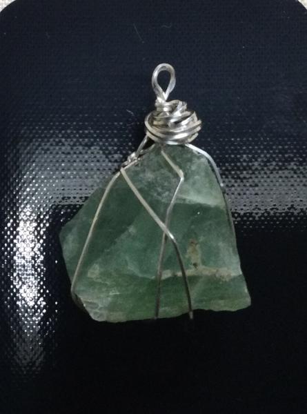 Sterling Silver Wire Wrapped Fluorite Crystal. picture