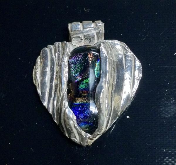 Fine Silver and Dichroic Cabochon