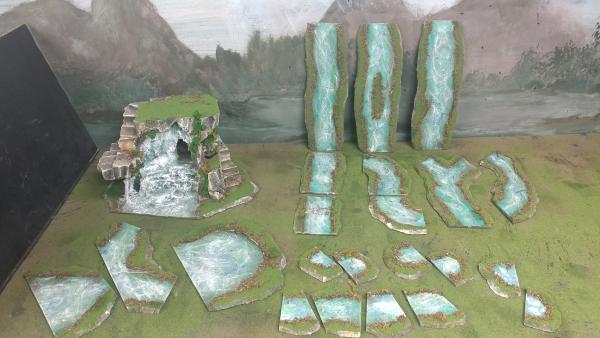 CUSTOM Lush GreenScape WATERFALL w/ 22 PC MODULAR RIVER SET picture