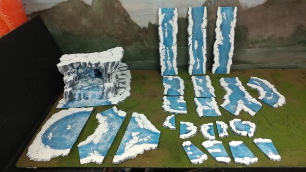 CUSTOM Snow & Ice Winter WATERFALL w/ 22 PC MODULAR RIVER SET picture